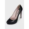 Black leather shoes