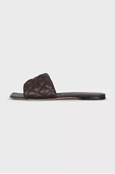 Brown quilted slippers