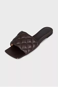 Brown quilted slippers
