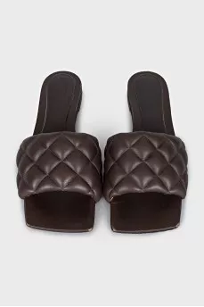Brown quilted slippers