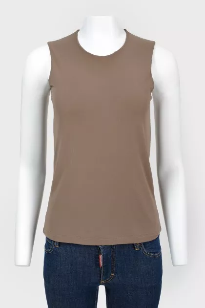 Basic brown silk top