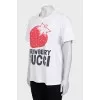 Straight T-shirt with print and inscription