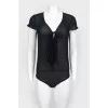 Translucent top-bodi with short sleeve