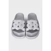 Silver leather flip-flops