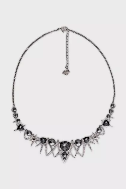 Silver necklace with crystals