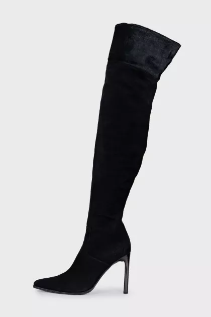 Square-toe over-the-knee boots