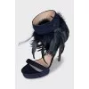 Suede heeled sandals with feathers