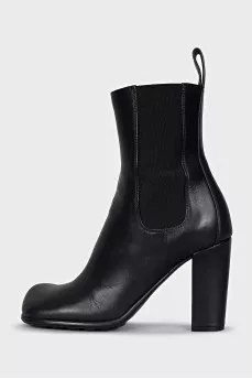 Black square toe ankle boots