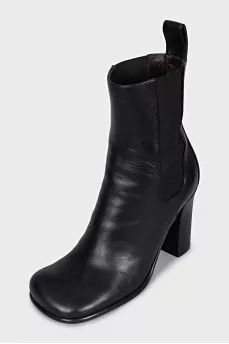 Black square toe ankle boots