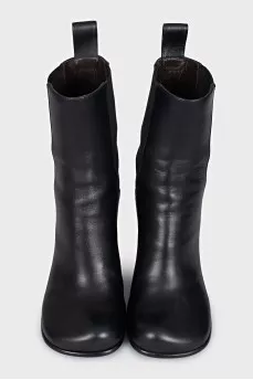 Black square toe ankle boots