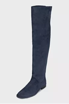 Blue suede boots