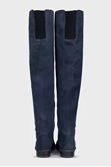 Blue suede boots