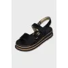 Textile sandals with high soles