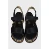 Textile sandals with high soles