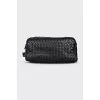 Men's woven leather cosmetic bag