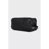 Men's woven leather cosmetic bag