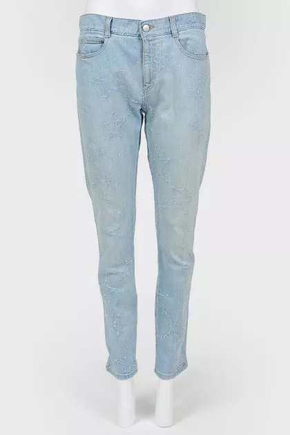 Star washed jeans with tag
