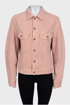 Pink denim jacket with tag