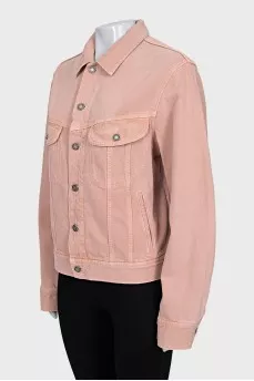 Pink denim jacket with tag