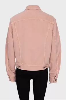Pink denim jacket with tag