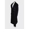 Straight wool coat with accent buttons
