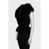 Velvet vest with fur collar