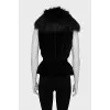 Velvet vest with fur collar