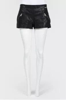 Leather mini shorts