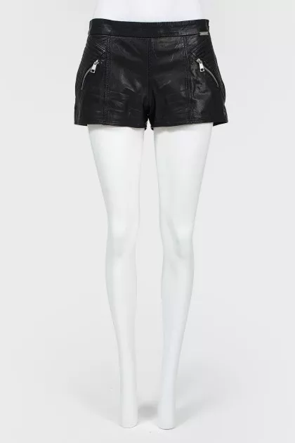 Leather mini shorts