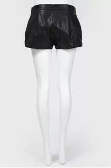 Leather mini shorts