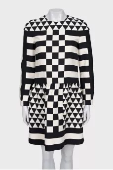 Black and white dress with geometric print