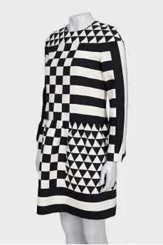 Black and white dress with geometric print