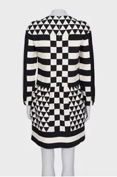 Black and white dress with geometric print