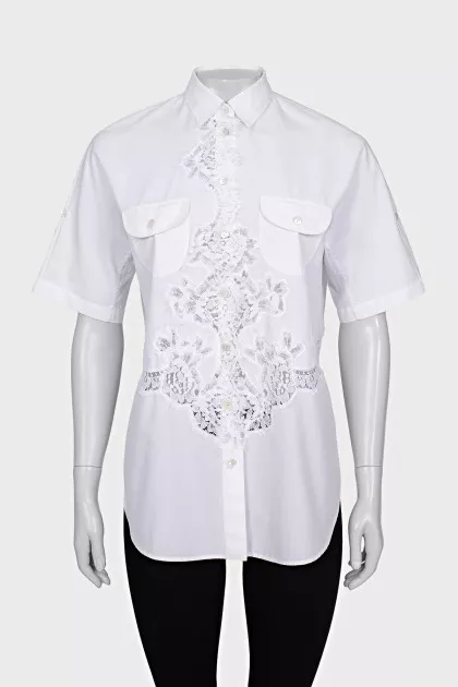 White shirt with lace inserts