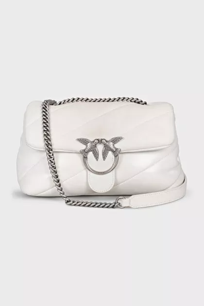 Quilted white leather bag