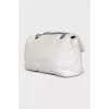 Quilted white leather bag