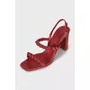 Red sandals with chunky straps