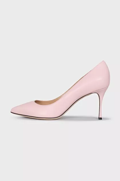 Pink leather pumps