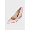 Pink leather pumps