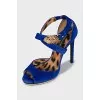 Suede sandals with massive decor
