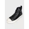 Leather sneakers decorated with sequins
