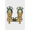 Leather sandals with crystal heels