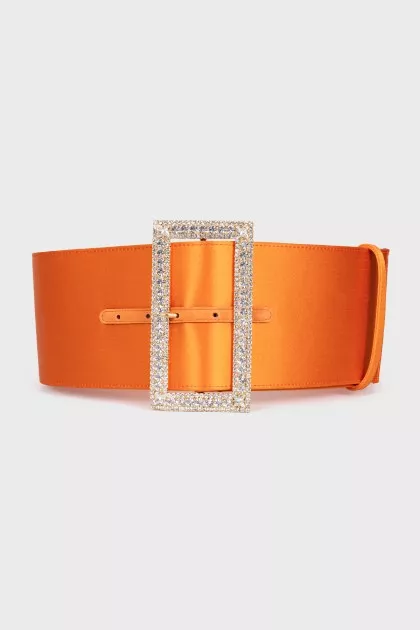 Satin belt with crystal buckle