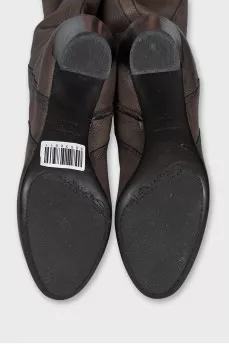 Insulated leather boots with heels