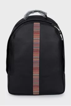 Men's leather backpack with tag