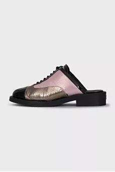 Tricolor lace-up clogs