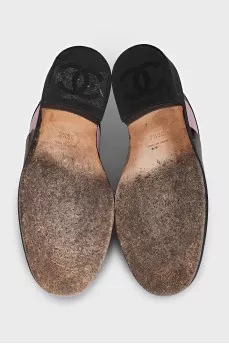 Tricolor lace-up clogs