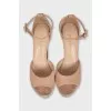Suede sandals with clear heels