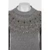 Gray sweater with crystals