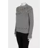 Gray sweater with crystals